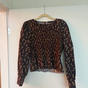 Rails Tabi Long-Sleeve Smocked Floral Top - Medium